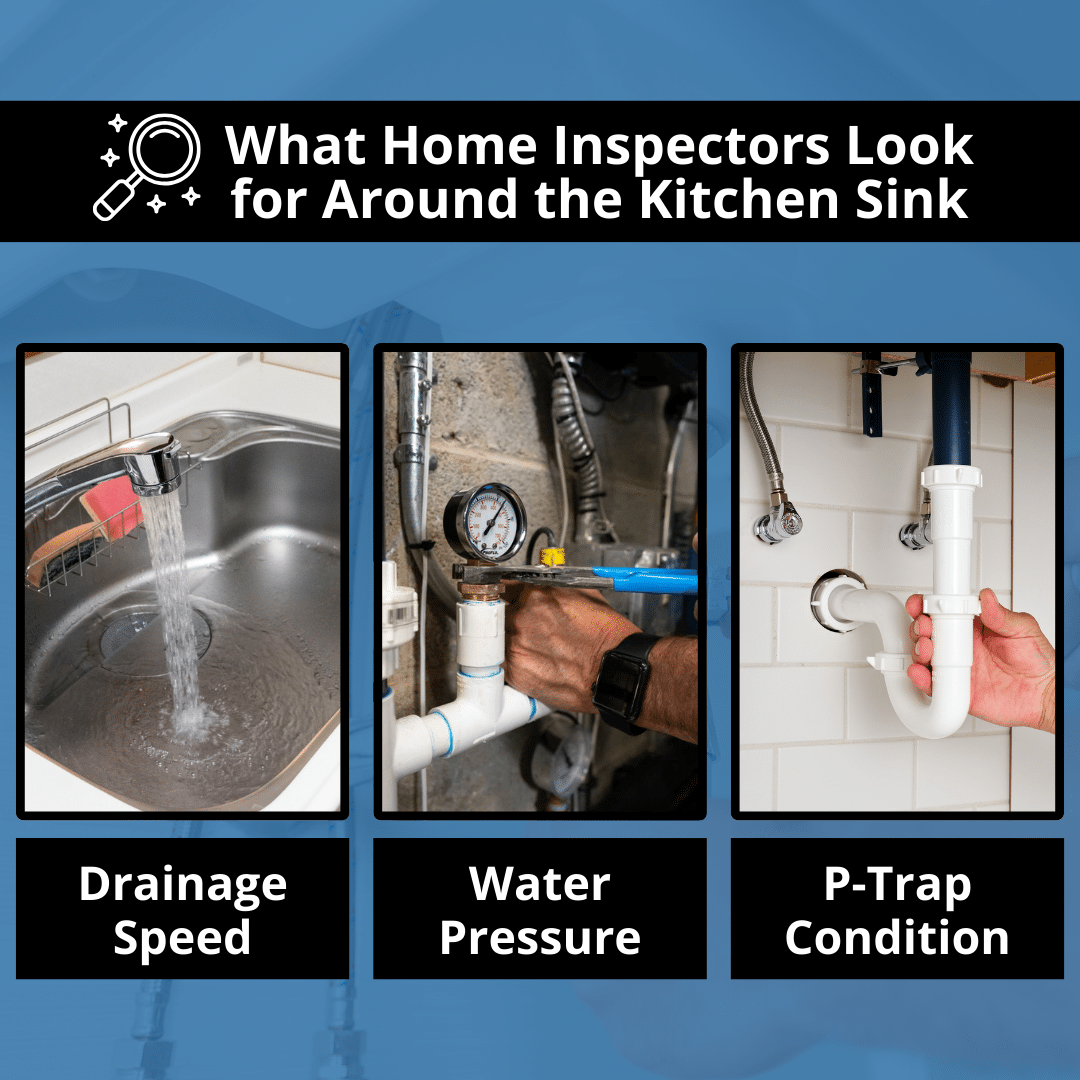 what home inspectors look for around the kitchen sink